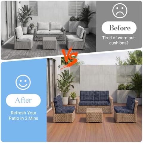8Pcs Patio Cushion Covers Stretch Outdoor Furniture Protector Slipcovers - Image 4