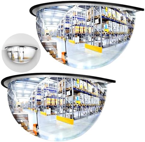2 Pcs Acrylic Half Dome Blindspot Mirror - 18" Diameter Safety Convex Mirror for Wall, Ceiling, Driveway, Outdoor, Hallway, Warehouse, Office by Isohit