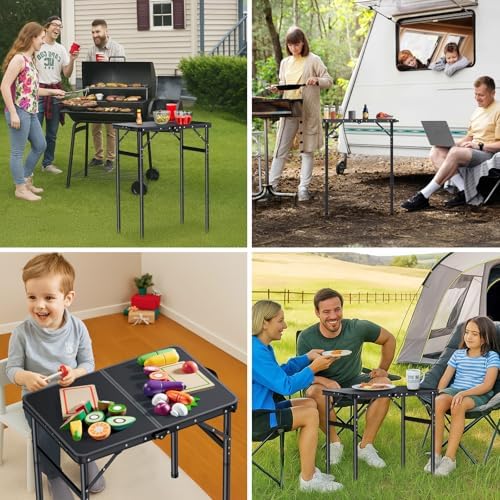 JiGiU Folding Camping Table MDF Desktop, 3 Adjustable Height-Max 29" - Image 5
