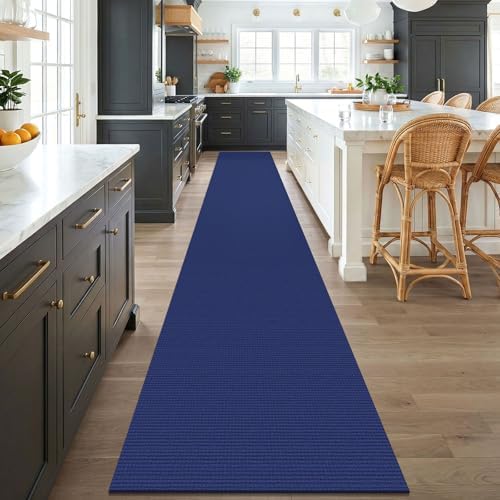 KOZYFLY Braided 2.5'x18' Runners Rugs for Hallway, Extra Long Washable Runner Rug, Woven Non Slip Kitchen Runner, Cotton Entryway Rug, Floor Carpet for Entry, Aisle, Hall, Deep Navy Blue - Image 2