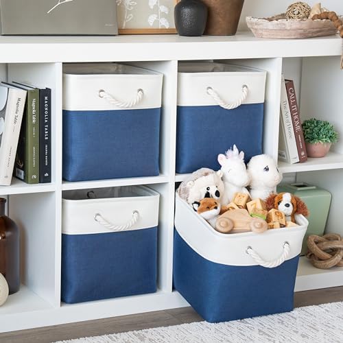 OrganiHaus 12x12 Cube Storage Bins, 4-Pack Fabric Cubes, Rope Handles - Image 3