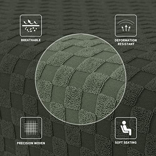 MAXIJIN Jacquard Ottoman Cover Slipcovers Folding Storage Stool Furniture Protector Cover Soft Thick Rectangle Foot Rest Slipcover with Elastic Bottom (Ottoman Large, Army Green) - Image 5