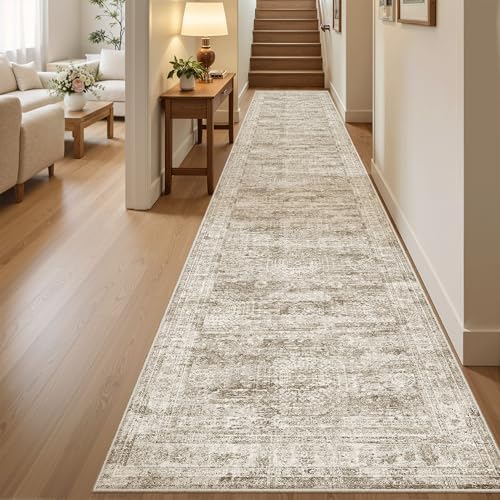 Soalmost Hallway Runner Rug 2'6" x 12' Washable Long Kitchen Rugs Brown by Soalmost