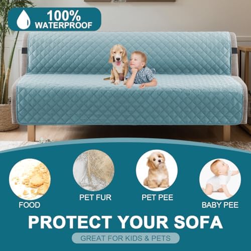 Turquoize 100% Waterproof Futon Cover Slipcover Armless Sofa Protector - Image 2