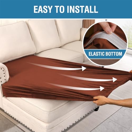 H.VERSAILTEX Velvet Stretch Individual Chaise Cover Sectional Couch Covers for L Shaped Sofa Both Left/Right Furniture Protector Seat Cushion Sofa Cover (1 Piece Chaise Cover, Rust) - Image 4