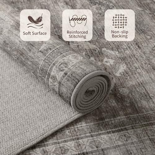 Rugxara 6x9 Area Rugs Washable Rug for Living Room Bedroom, Taupe/Grey - Image 5