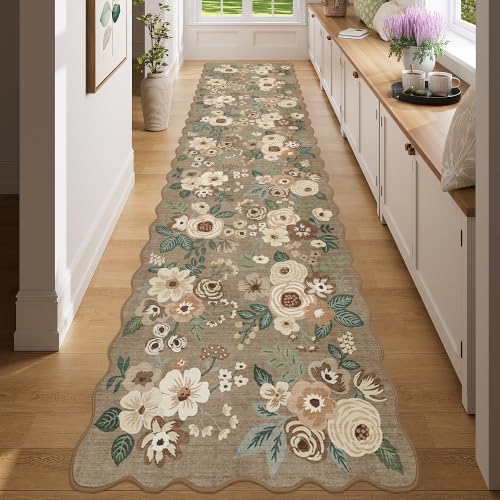 DUKINO 2x10 Runner Rug for Hallway, Washable Kitchen Rugs, Light Taupe by DUKINO