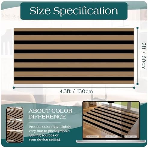 Front Door Mat Indoor Entrance - 2x4.3 Ft Black Tan Striped Rug - Image 2