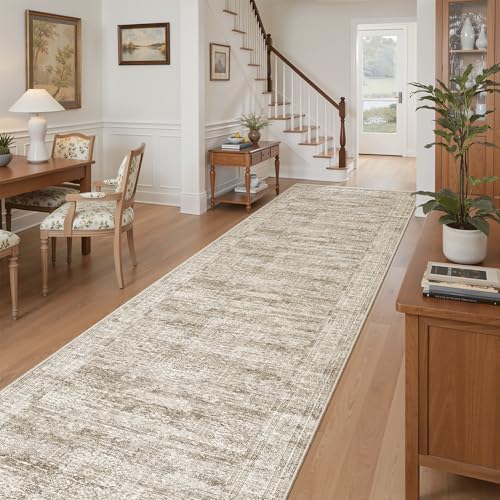 Soalmost Washable 3x12 Hallway Runner Rug Non-Slip Kitchen Entry Rugs Brown by Soalmost