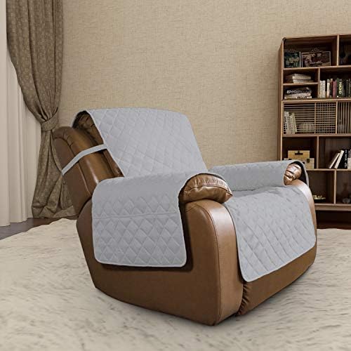 Easy-Going Oversized Recliner Cover Reversible Couch Cover Sofa Cover for Living Room Water Resistant Furniture Protector with Elastic Straps for Pets Dog (Oversized Recliner, Light Gray/Ivory) - Image 2
