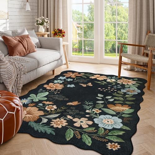 Lahome Floral Washable Rugs for Bedroom Entryway, 4X6 Living Room Rug - Image 2