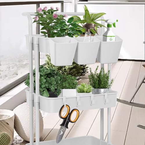 5 Pack Hanging Cup Holders, Multipurpose Rolling Cart Accessories Utility Cart Accessories For Art Craft Supplies, Space Saving Hanging Storage Basket Pencil Holder Makeup Organizers (White) - Image 6