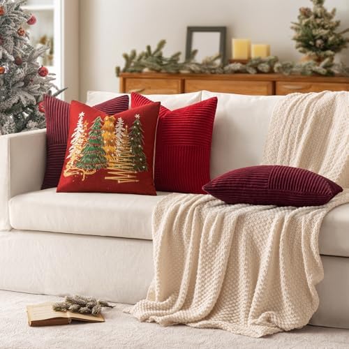 MIULEE Christmas Red Decorative Throw Pillow Covers for Couch 18x18 Inch - Image 4