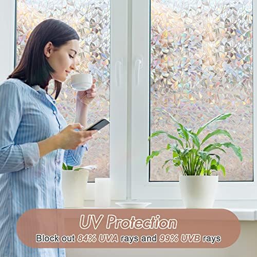 Haton Window Privacy Film, Stained Glass Rainbow Film, 17.5" x 118.1" - Image 3