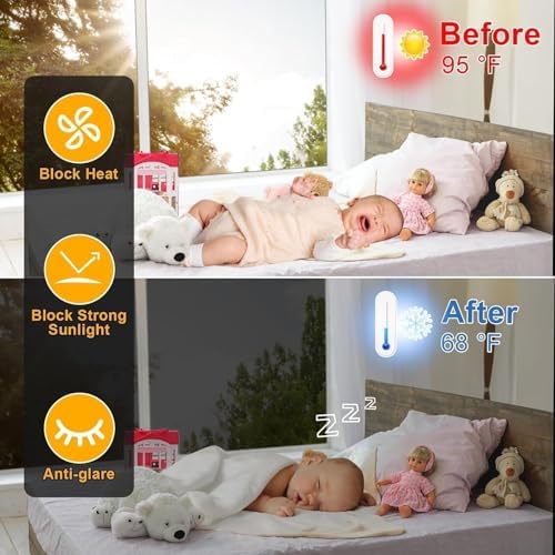 One Way Window Privacy Film Sun Heat Blocking, Reflective Mirror for Glass Windows Cover, Static Cling, Removable, Anti-UV, Anti-Glare Window Tint for Home, Silver, 35.4 Inch * 157.4 Inch - Image 3