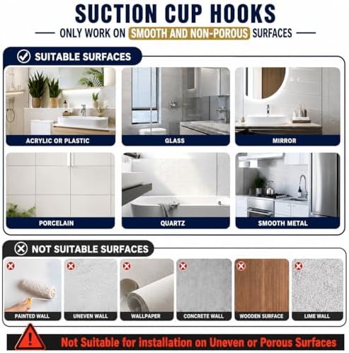 MOTAIPEAK Suction Cup Hooks for Shower,Removable Shower Towel Suction Hooks for Bathroom Wall,Kitchen,Glass,Mirror,Tile to Hang Robes,Loofah-Silver(2-Pack) - Image 4