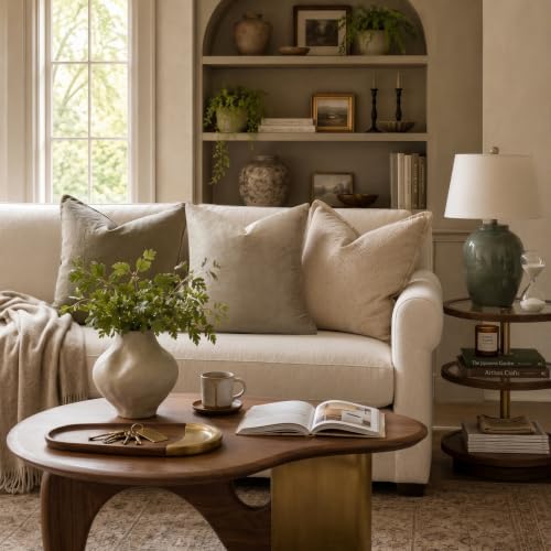GIGIZAZA Taupe Velvet Pillow Covers 26x26 Decorative Pillows Pack of 2 - Image 2
