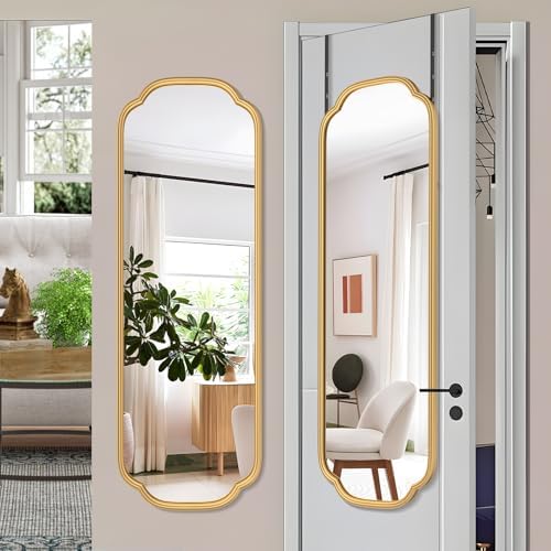 Ferytange 48"x16" Gold Door Mirror Full Length Over The Door with Non-Rusting Metal Frame, Modern Full Body Mirror Bedroom Closet Bathroom by FerytangeHome