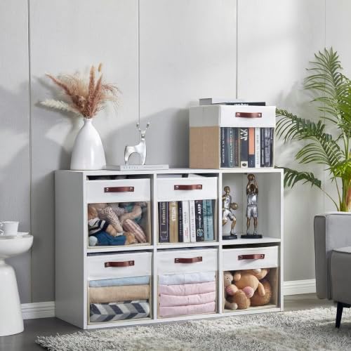 Bagnizer Storage Cubes, 4 Pack Linen Foldable Storage Bins (13 x 13 inch) with Clear Window and Handles, Fabric Organizer for Shelf Closet, Clothes, Books - (Beige and White) - Image 6