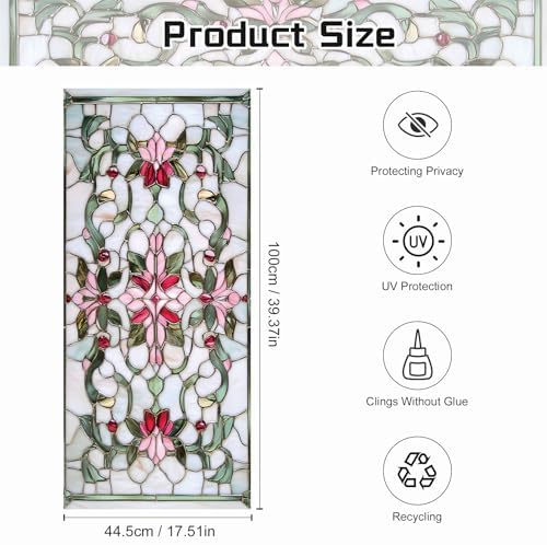 Window Privacy Film Frosted Glass Window Sticker Window Film Static Glass Cling Tint Non-Adhesive for Home Door Decorative Frosting Cover 17.5 X 78.7 inch - Image 2