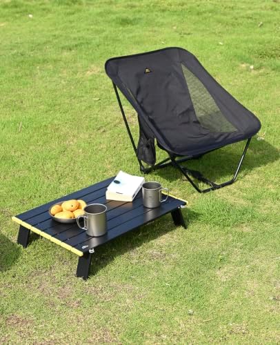 iClimb Ultralight Compact Mini Beach Picnic Folding Alu. Table with Carry Bag, Two Size (Black - L) - Image 2