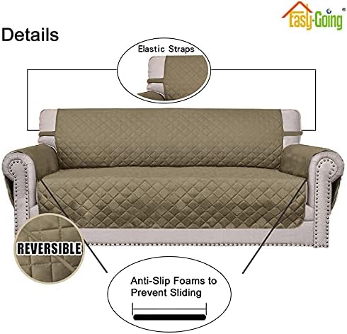 Easy-Going Reversible Couch Cover, Oversized Chair, Beige/Beige - Image 3
