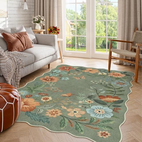 Lahome Floral Washable Rug, 3x5 Rug Soft Bedroom Rugs for Entryway Dorm by Lahome
