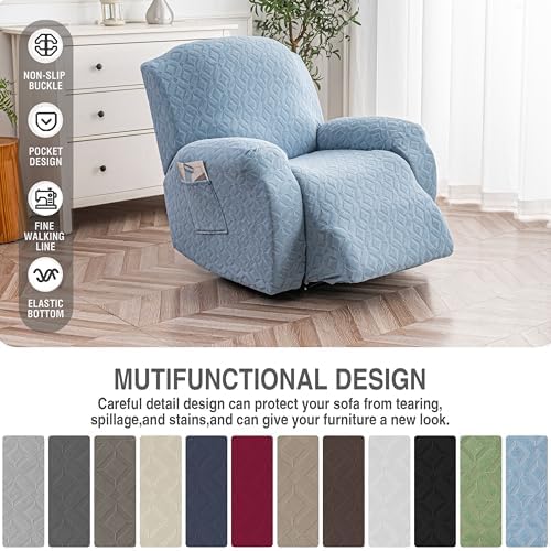 Genina Waterproof Recliner Chair Cover,1 Seat Couch Cover,Light Blue - Image 7
