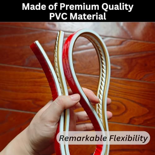 Peel and Stick Molding Trim Self Adhesive Flexible Wall Trim Crown Molding 3D Strip for Tile Wood Wall Panels Picture Mirror Frame Border Edge Corner Ceiling Wallpaper Decor (White Gold, 200in) - Image 3