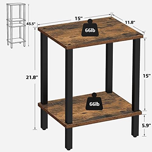 TUTOTAK End Table, Side Table, Nightstand, 2-Tier Storage Shelf - Image 2