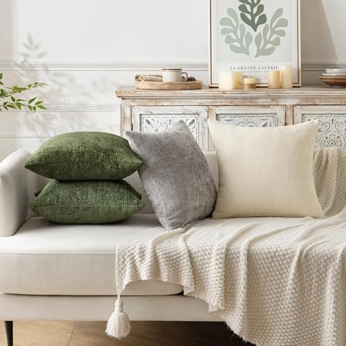 MIULEE Decorative Couch Throw Pillow Covers 20x20 Inch Olive 2 Pack - Image 3