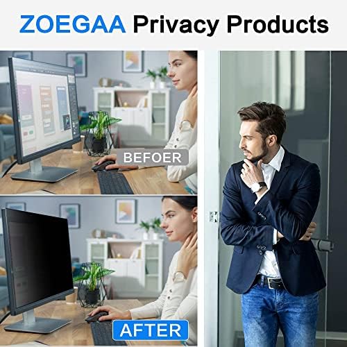 ZOEGAA 27 Inch Computer Privacy Screen Filter, for 16:9 Widescreen Computer Monitor 23.6"x13.3", Removable Computer Screen Privacy Shield and Anti Blue Light Anti Glare Screen Protector - Image 4