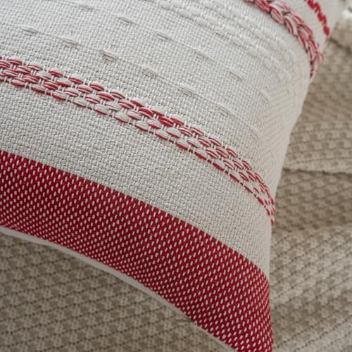 Cethom Christmas Pillow Covers 12x20 Inch Set of 2, Red Textured Boho Christmas Decoration Couch Pillow Cases for Farmhouse Home Decor, Accent Cushion Cover for Sofa, Bed, Living Room, Bedroom - Image 3