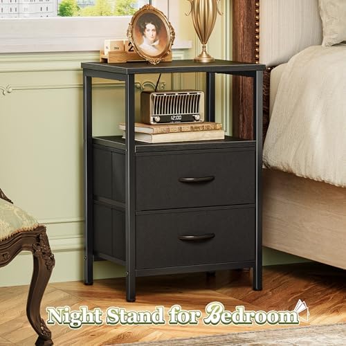 Huuger Night Stand Set of 2, Nightstand with 2 Drawers, Bedside Table - Image 4