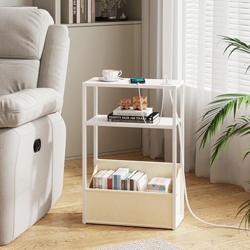 TUTOTAK Narrow Side Table with Charging Station, Slim End Table - Image 5