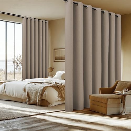 NICETOWN Taupe Sliding Glass Door Curtain 100% Blackout, W100 x L84 in - Image 2
