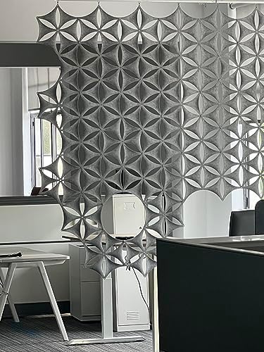 Hanging Room Divider-12Pcs 3D DIY Hexagram Felt Surface High Density Polyester Fiber Board Flower Venus 14"x12" Cut Room Home Office Decoratio Screen Partition(Silver Grey) - Image 4