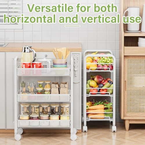 JANE EYRE 3-Tier Rolling Utility Storage Rack Cart on Wheels, Trolley Craft cart, Multi-Purpose Organizer Shelf, White - Image 6