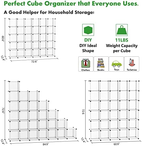 C&AHOME 30-Cube Shelf, Plastic Cube Storage Organizer, DIY Bookshelf White - Image 5