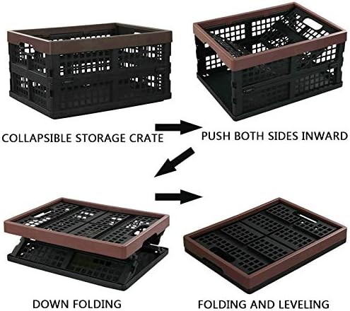 Kekow 15 L Black Plastic Collapsible Storage Basket, Folding Crates Storage, Set of 3 - Image 3