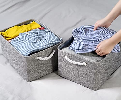 TheWarmHome Large Storage Bins Basket, 2 Pack Grey Fabric Storage Cubes for Changing Table Nursery Livingroom Kidsroom Playroom Toy, Collapsible Storage Baskets for organizing Shelves Closet - Image 3