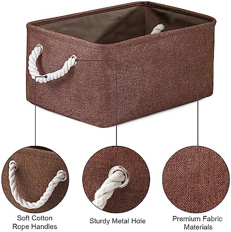 WarmHome Fabric Storage Bin Shelf Basket for Home, Closet(Brown-3 Pack, 13.8L9.8W6.7H) - Image 6