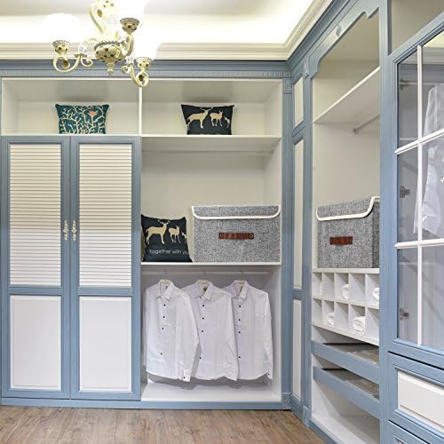 TYEERS Collapsible Storage Boxes, Washable Fabric Storage Bins with Lids, 14.9x9.8x9.8 inches, 3 Pack, Gray - Image 4