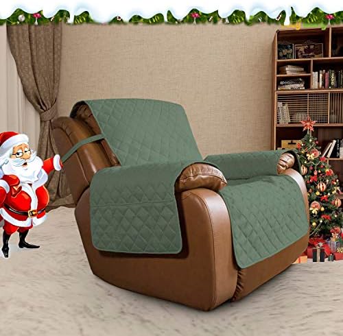 Easy-Going Oversized Recliner Cover Reversible Couch Cover Sofa Cover for Living Room Water Resistant Furniture Protector with Elastic Straps for Pets Kids (Oversized Recliner, Greyish Green/Beige) - Image 2