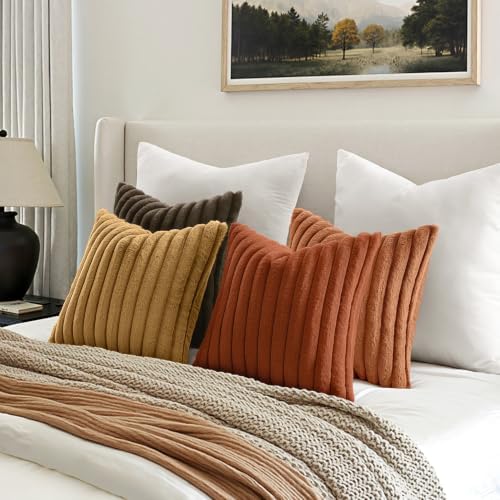 MIULEE Fall Rust Orange Faux Fur Plush Decorative Throw Pillow Covers18x18 - Image 5