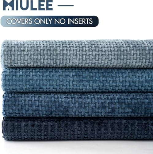 MIULEE Decorative Chenille Lumbar Pillow Covers Blue Series 12x20 - Image 6