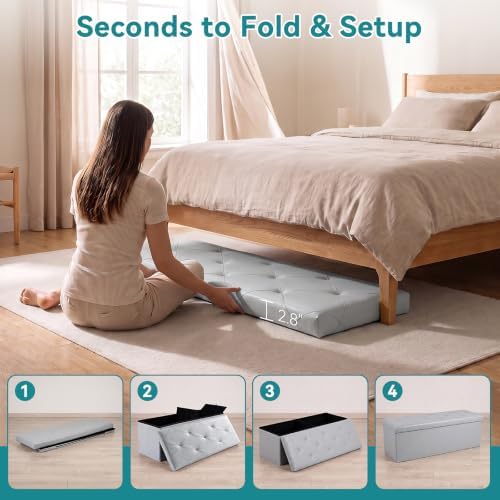 OLIXIS 43 Inch Foldable Storage Ottoman Bench, End of Bed Storage Bench - Image 6