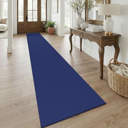 KOZYFLY Braided 2.5'x18' Runners Rugs for Hallway, Extra Long Washable Runner Rug, Woven Non Slip Kitchen Runner, Cotton Entryway Rug, Floor Carpet for Entry, Aisle, Hall, Deep Navy Blue by KOZYFLY