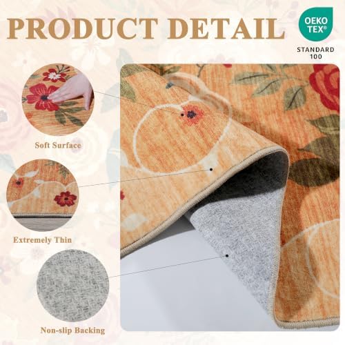DUKINO 6ft Round Rug, Soft Washable Circle Rug for Bedroom Non Slip, Orange - Image 5