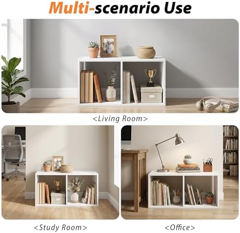 WannabeMyself【Sturdy Build&Easy Assembly】 2 Cube Storage Organizer with Anti-Tipping Kits,Reversible Open Back Book Shelf, Bookcase for Living Room,Bedroom,Entrance Hall,Office,12.2×11.4×24.1,White - Image 6